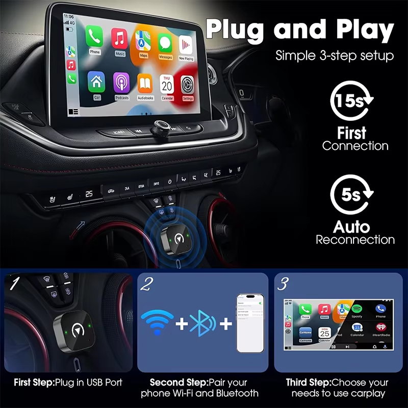2-in-1 Wireless CarPlay Adapte - Phone Accessories Design ulasan dan harga