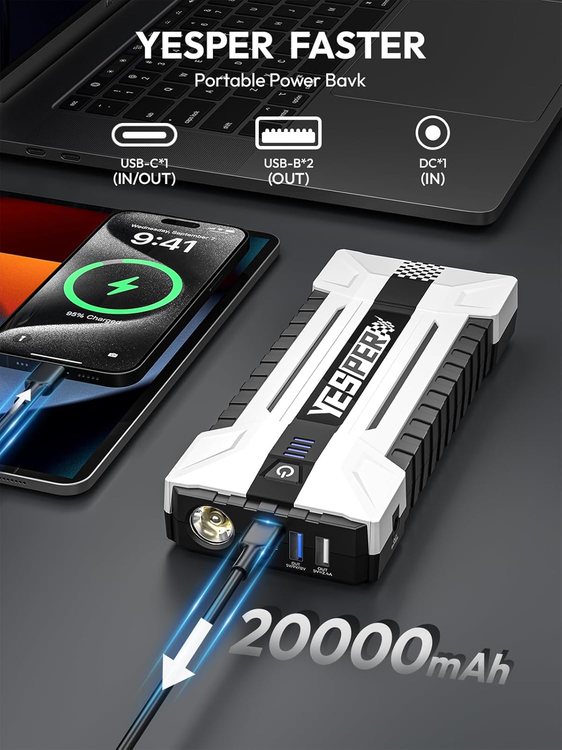 YEPSER YJS20 3000A Peak 12V Ca - Portable Charger 20000Mah ulasan dan harga